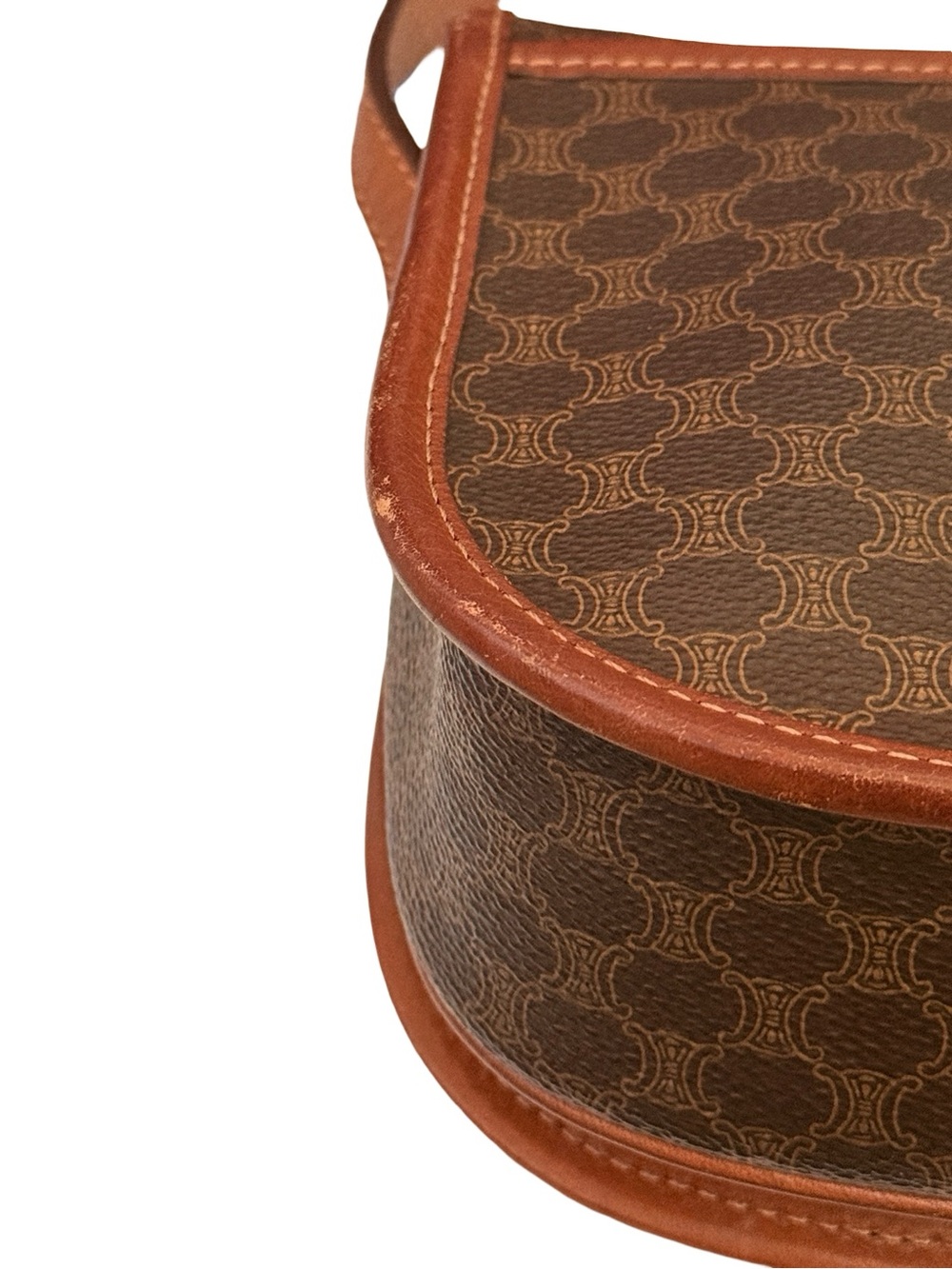 Vintage Celine Macadam Crossbody Brown PVC Leather Shoulder Bag with Back Pocket - Picture 16 of 16